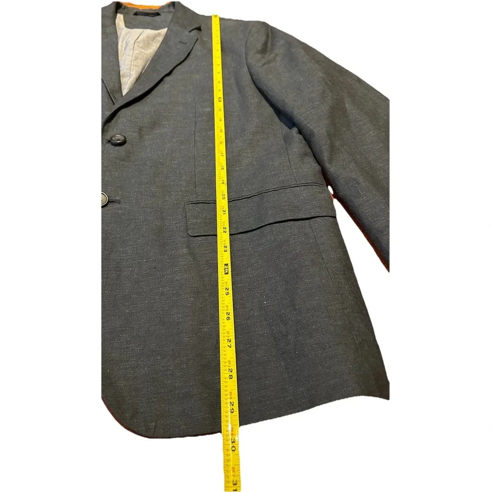 Banana Republic Blazer‎ Linen Cotton Blend Navy Blue Jacket 42R Tailored Fit